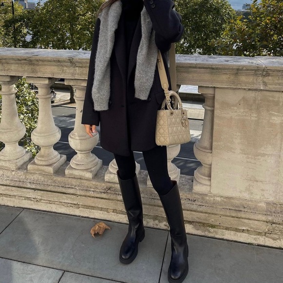 Zara black leather knee high boots blogger style toteme khaite the row - Picture 7 of 16